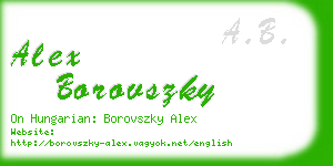 alex borovszky business card